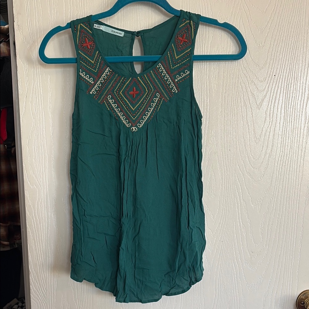 Maurices Teal Embroidered Tank Top
